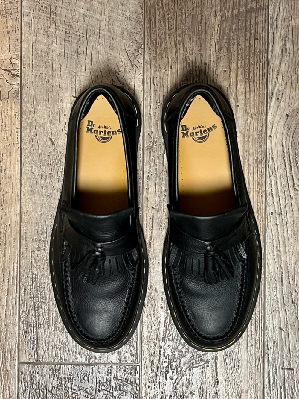 Dr. Martens Black Leather Tassel Kiltie Loafers